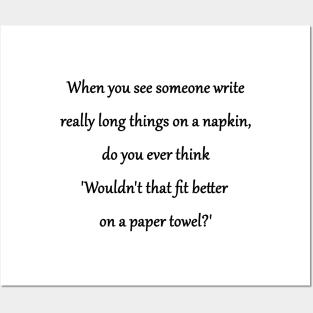 Funny 'Writing on a Napkin" Joke Posters and Art